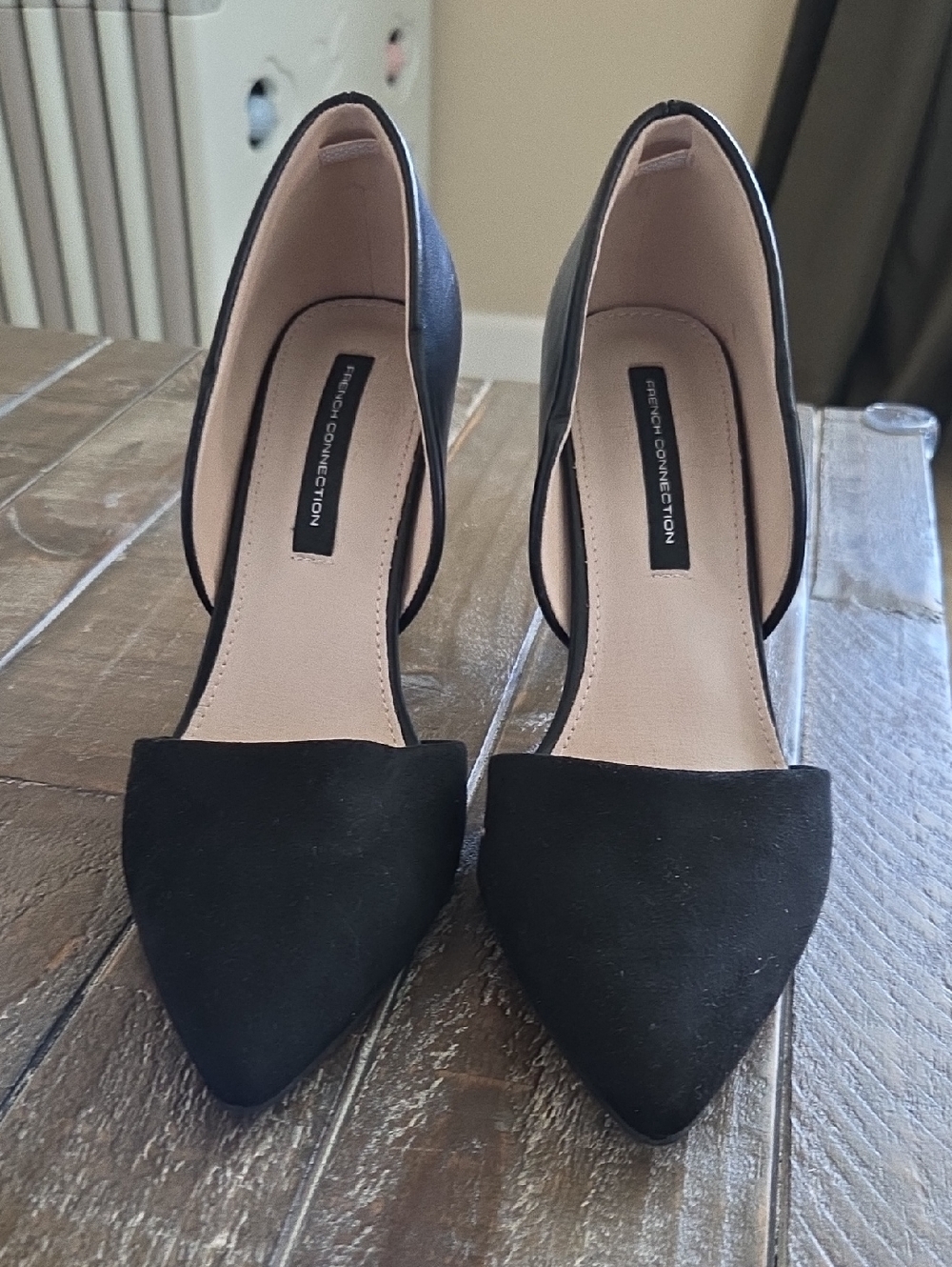 French Connection Black Pointed D'Orsay Heels